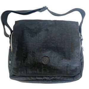 Kipling y2k Vintage Black Nylon Messenger Bag Laptop Bag Travel Bag